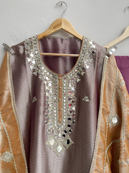 Brocade silk unstitched ladies suit Rc18174