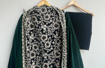 Resham embroidered unstitched velvet ladies suit Rc18838 (d)