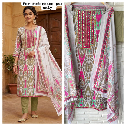 Mul chanderi cotton printed unstitched ladies suit Rc19297