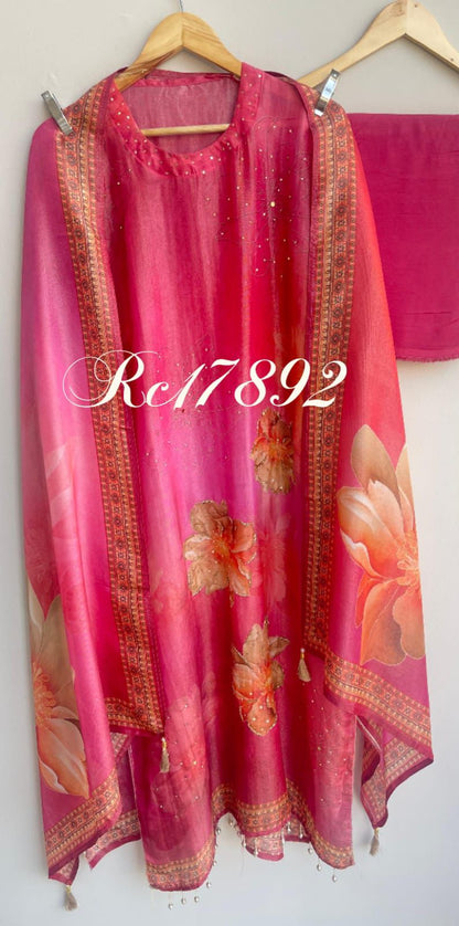 Shimmer silk unstitched ladies suit Rc17892