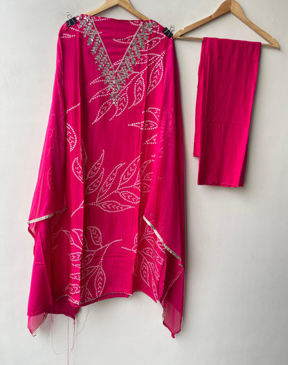 Muslin baandni printed unstitched ladies suit