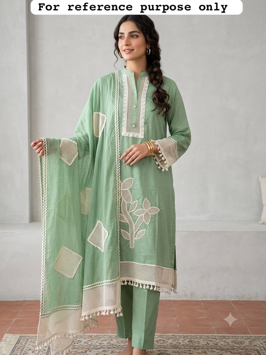 Mul chanderi applique work unstitched ladies suit Rc19172 (b)