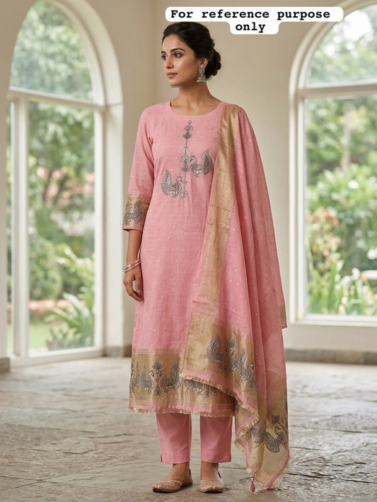 Self Banarasi mul chanderi unstitched ladies suit Rc19067 (b)
