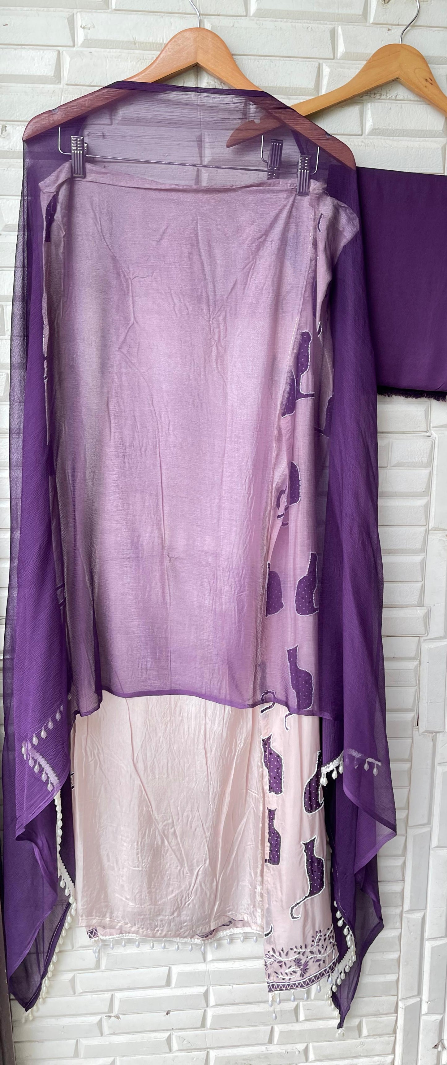 Organza crepe unstitched ladies suit Rc17481