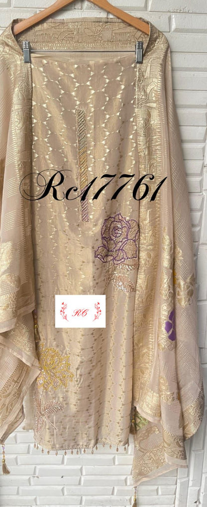 Banarasi shimmer silk unstitched ladies suit Rc17761 (a)