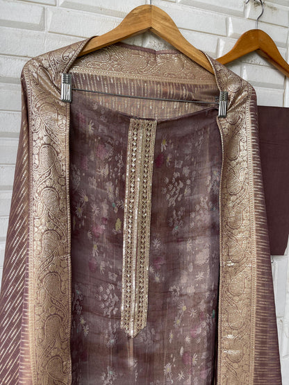 Banarasi shimmer silk unstitched ladies suit Rc17666 (b)