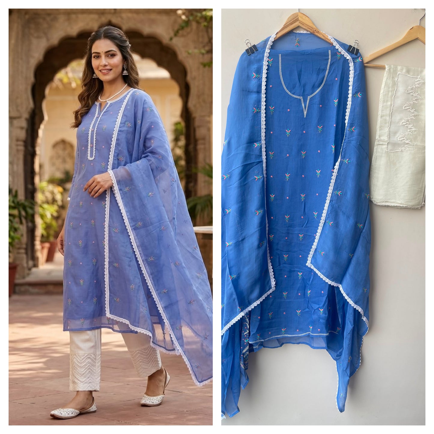 Tuile organza fabric ladies unstitched suit Rc19021