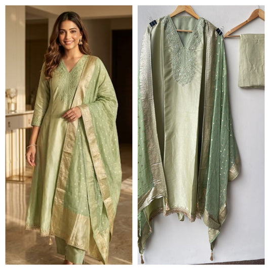 Pure Giraffe shimmer silk unstitched ladies suit