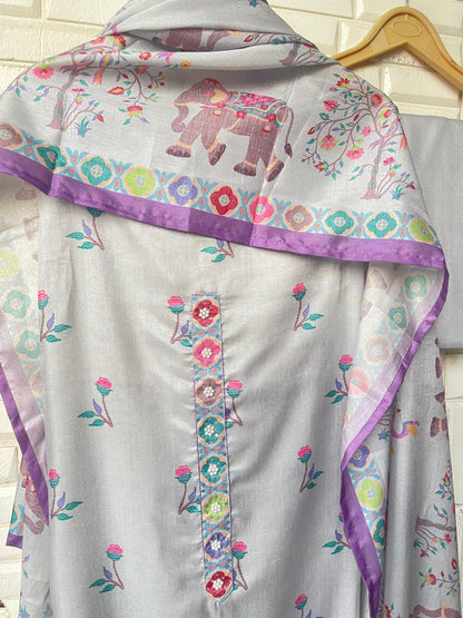 Tassar silk unstitched ladies suit Rc17702