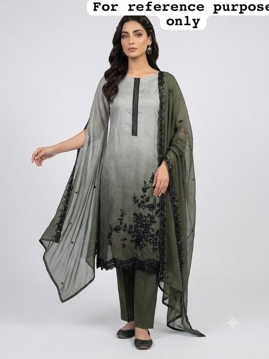 Fine Self Organza Print Shaded Unstitched Ladies Suit with Kutdana Work RC-19178(B) - Royal Chic by Priti (photo 2)