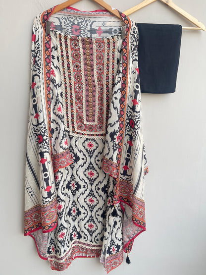 Muslin Ikkad Print Unstitched Ladies Suit RC-18299 – view 6