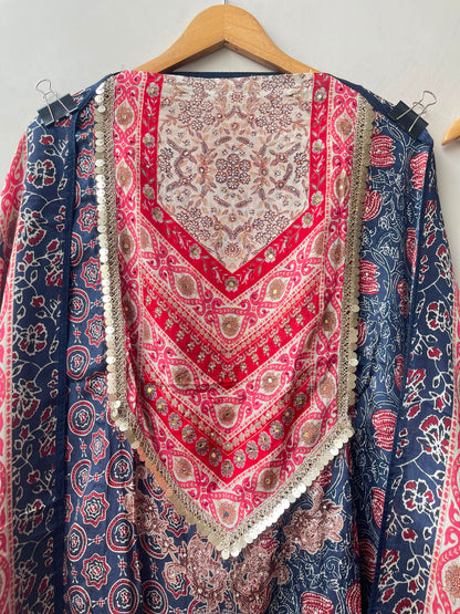 Satin crepe printed ladies unstitched suit Rc19153