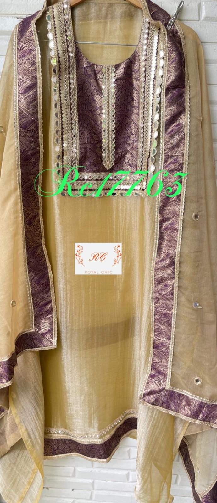 Crushed shimmer tissue unstitched ladies suit Rc17763 (b)