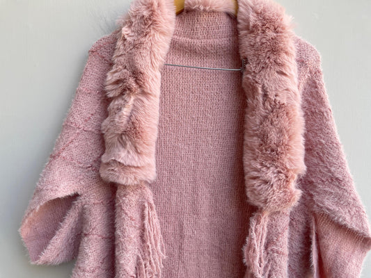 Freesize ponchos with fur Rc17830 (b)