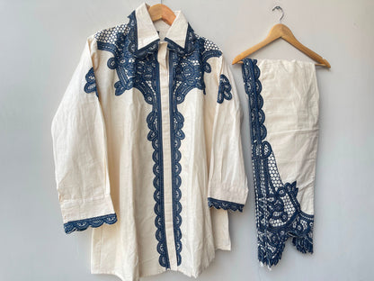 Linen stitched ladies coord set Rc19098