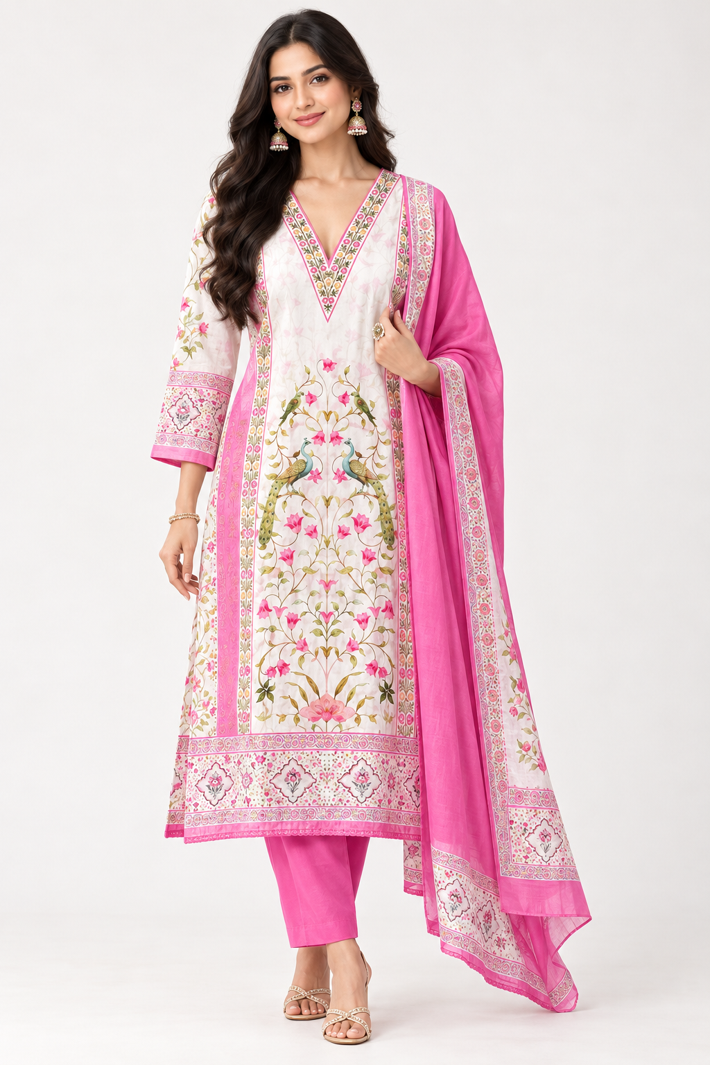 Premium Cotton Printed Unstitched 3pcs Designer Suit Set