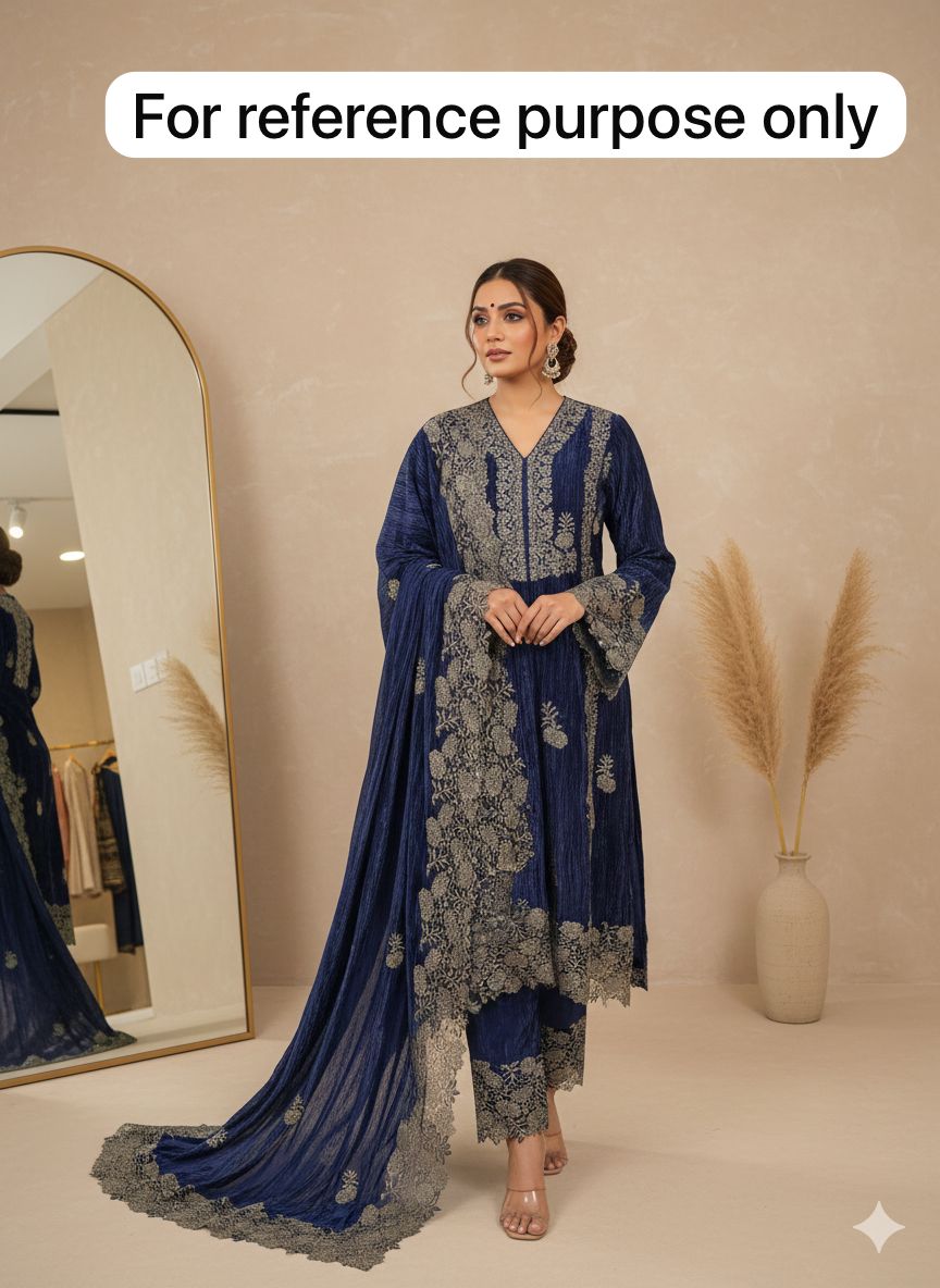 Micra crushed velvet unstitched ladies suit Rc18295 (a)