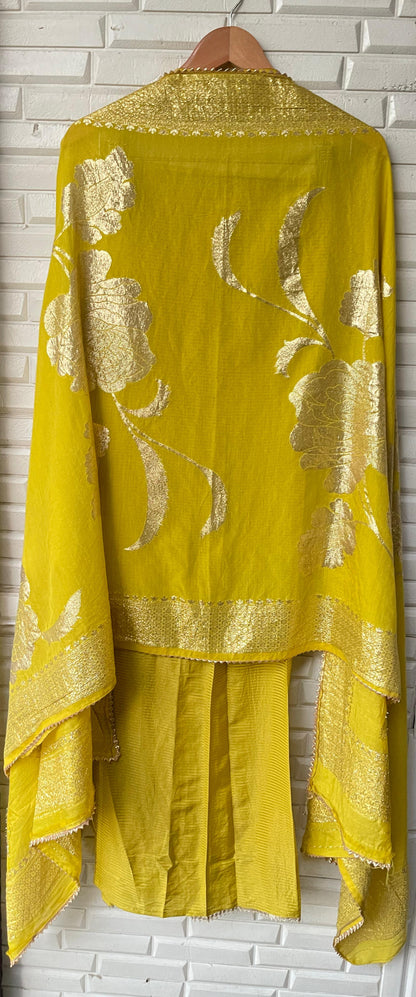 Banarasi shimmer silk unstitched ladies suit Rc17790