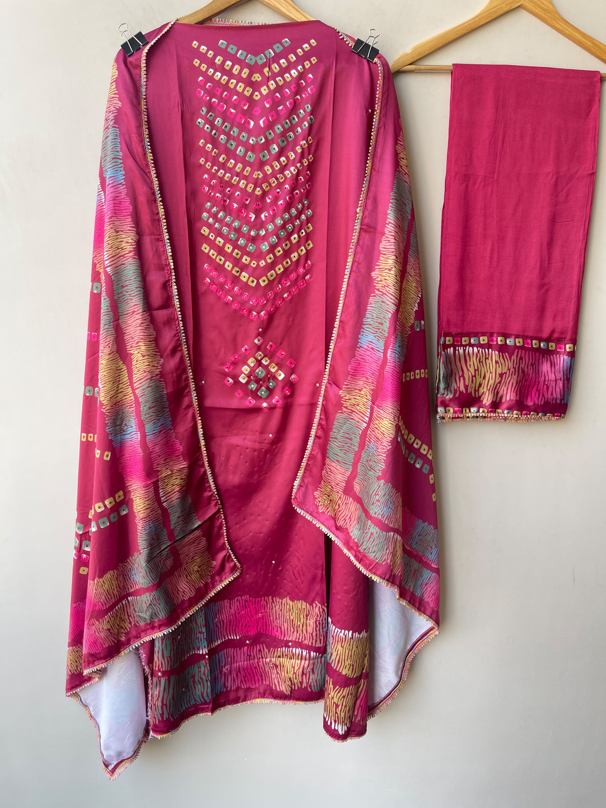 Ikkat Printed Mul Chanderi Unstitched Dress Material Set