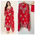 Premium Printed Satin Crepe Unstitched Designer 3 Pcs Suit Set