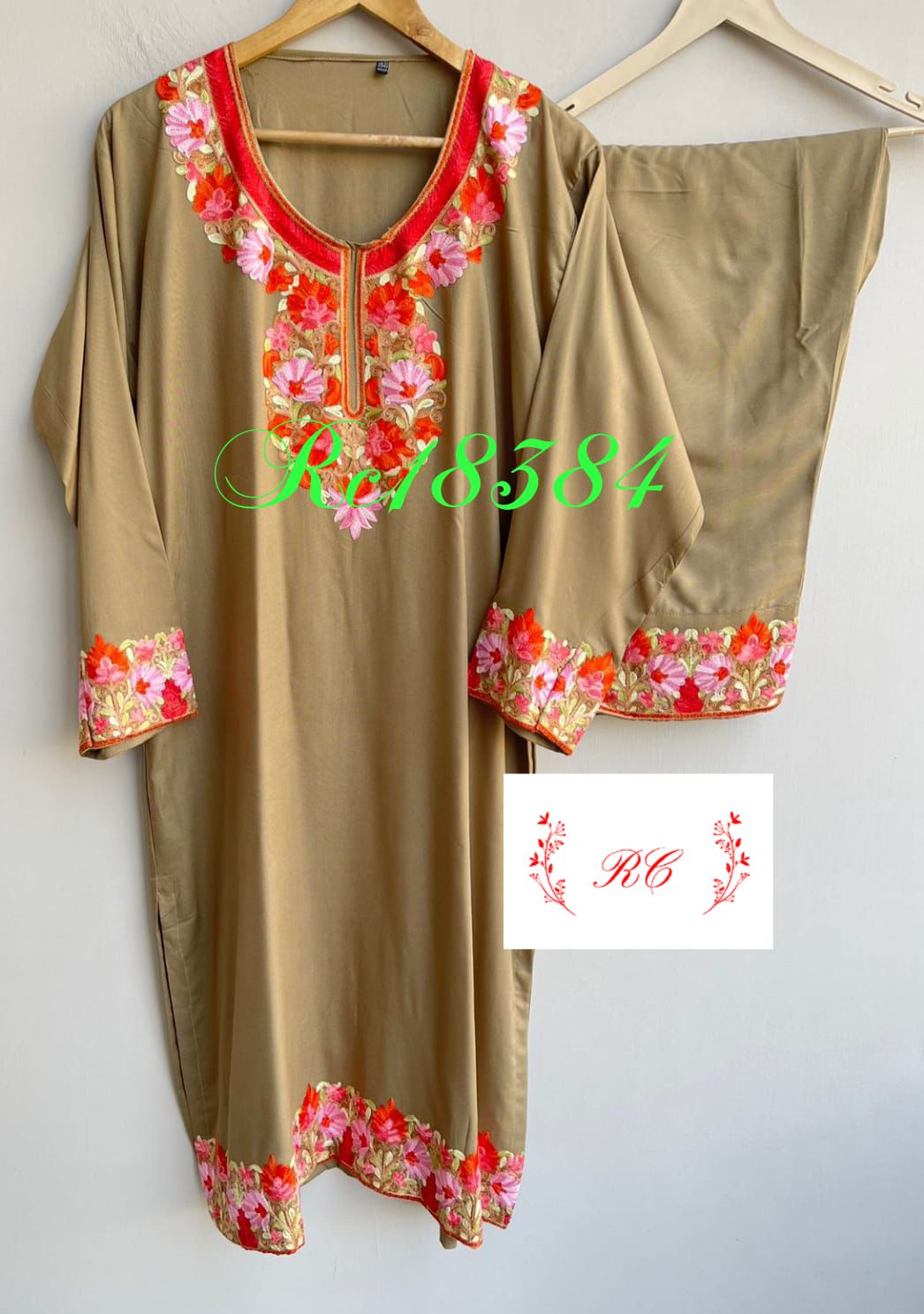 Rayon kashmiri kadai ready ladies coord set Rc18384 (b)