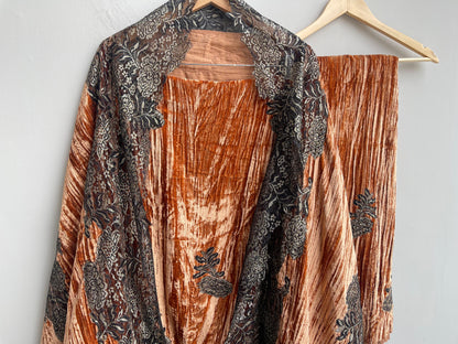 Micra crushed velvet unstitched ladies suit Rc18256