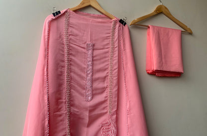 Organza Tuile Embroidered Elegant Unstitched Suit Set