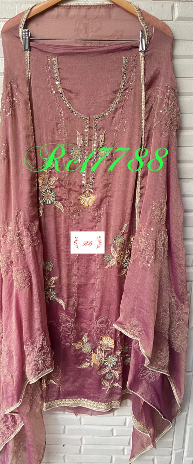 Self crushed shimmer chinon unstitched ladies suit Rc17788 (b)