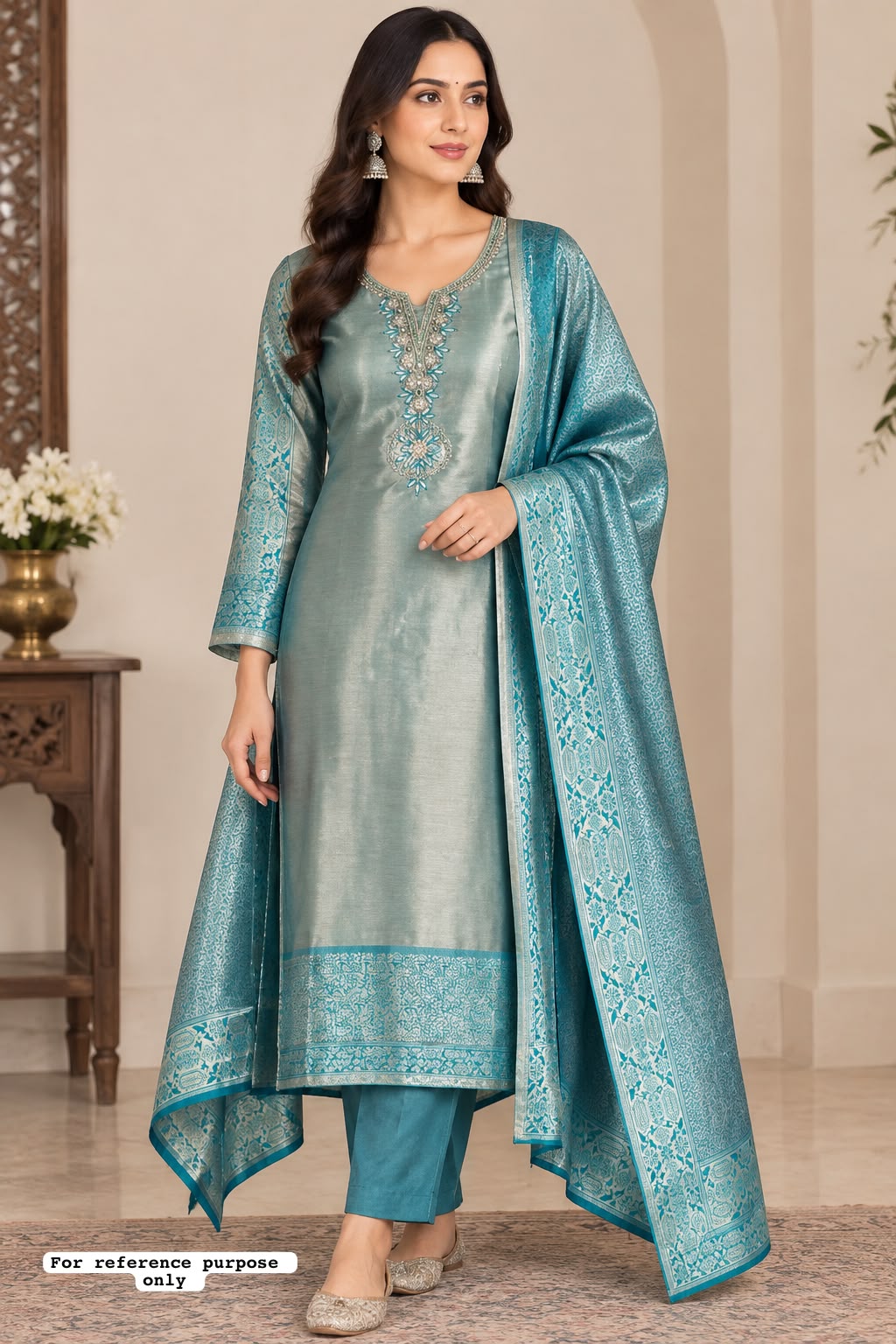 Shimmer Giraffe Silk woven unstitched suit set