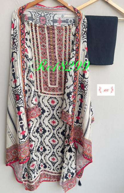 Muslin Ikkad Print Unstitched Ladies Suit RC-18299 – view 7