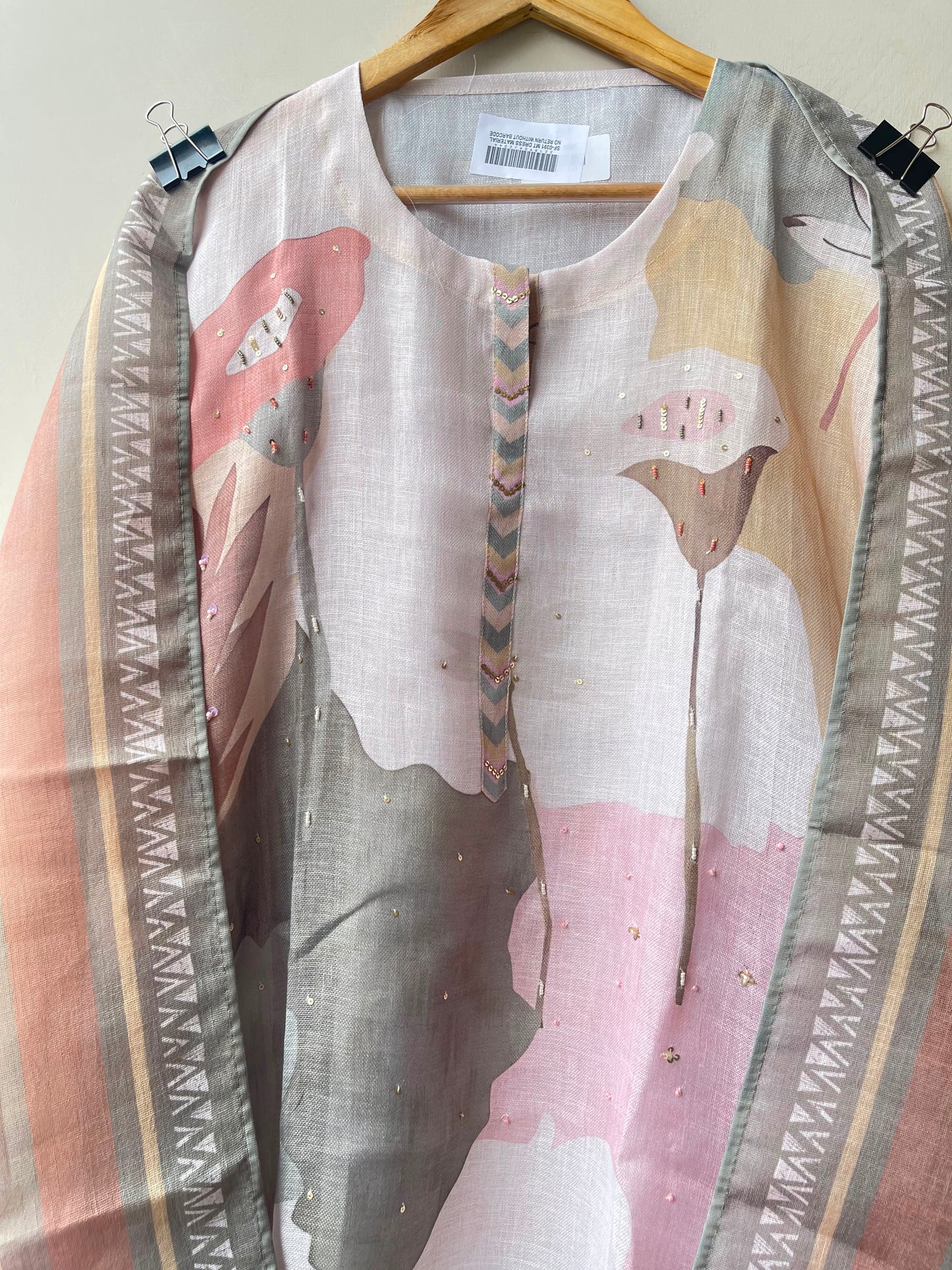 Linen printed fabric ladies unstitched suit Rc19042