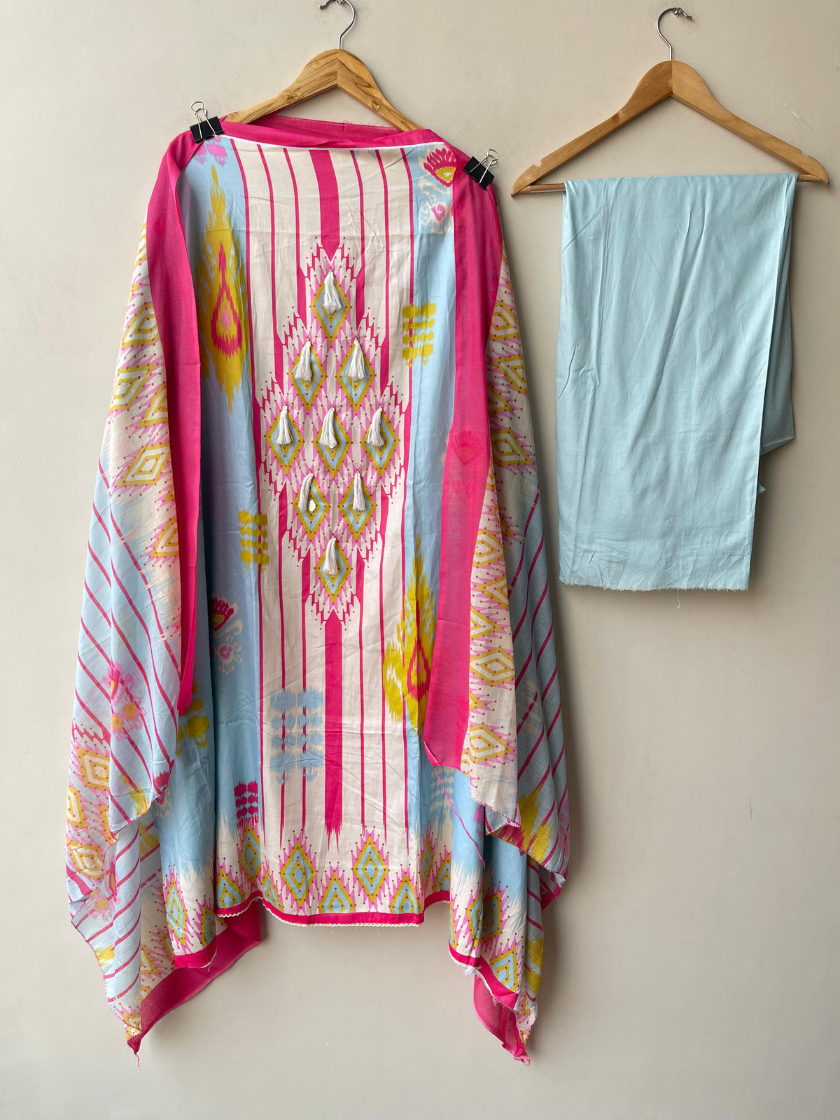 Ikkat print cotton unstitched ladies suit