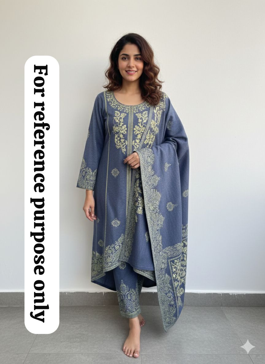 Woolen weaved winter ladies readymade suit Rc18146