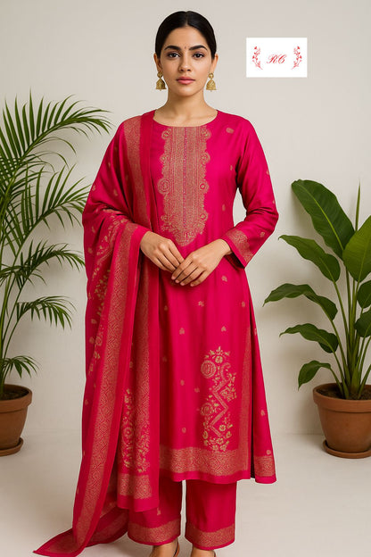 Banarasi pure silk unstitched ladies suit Rc17617