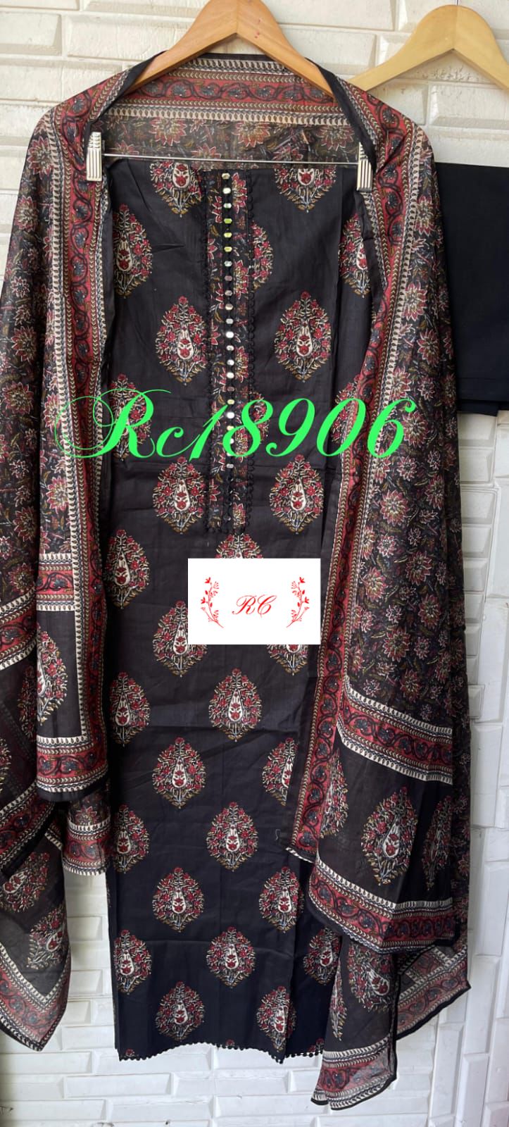 Mul cotton printed unstitched salwar suit with mirror-work embroidery – RoyalChicByPriti