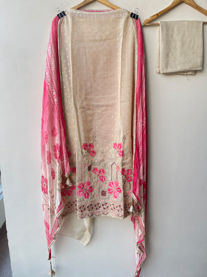 Banarasi Shimmer Organza Silk Embroidered Unstitched Suit Set