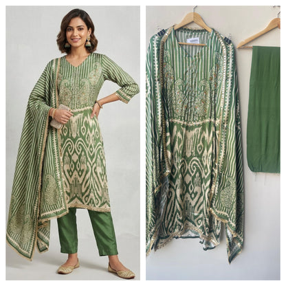 Gajji silk printed unstitched ladies suit Rc19335