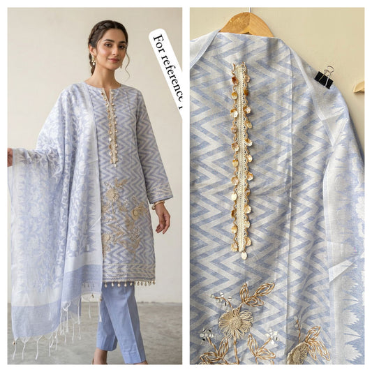 Linen weaving unstitched ladies suit Rc18908