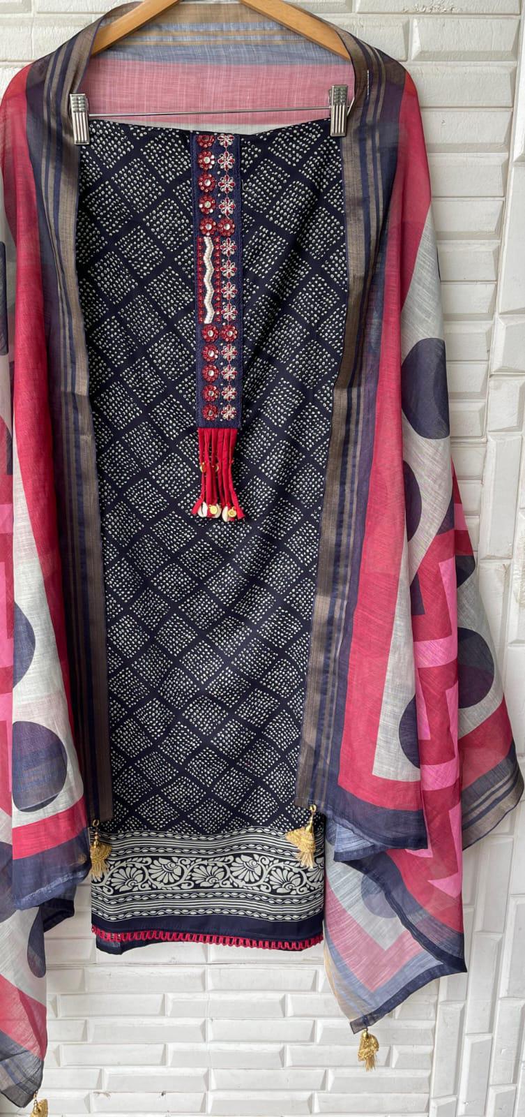 Soft Fine Cotton Unstitched Ladies Suit Rc 17190