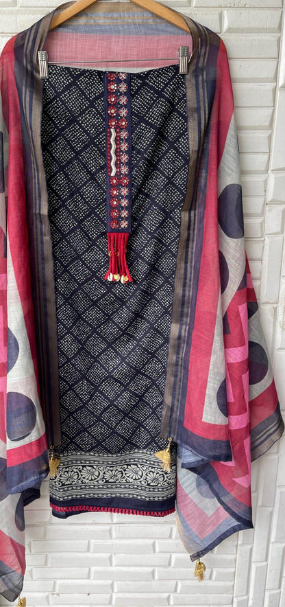 Soft Fine Cotton Unstitched Ladies Suit Rc 17190