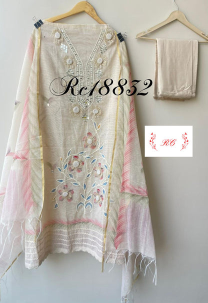 Jute fabric unstitched ladies suit Rc18832
