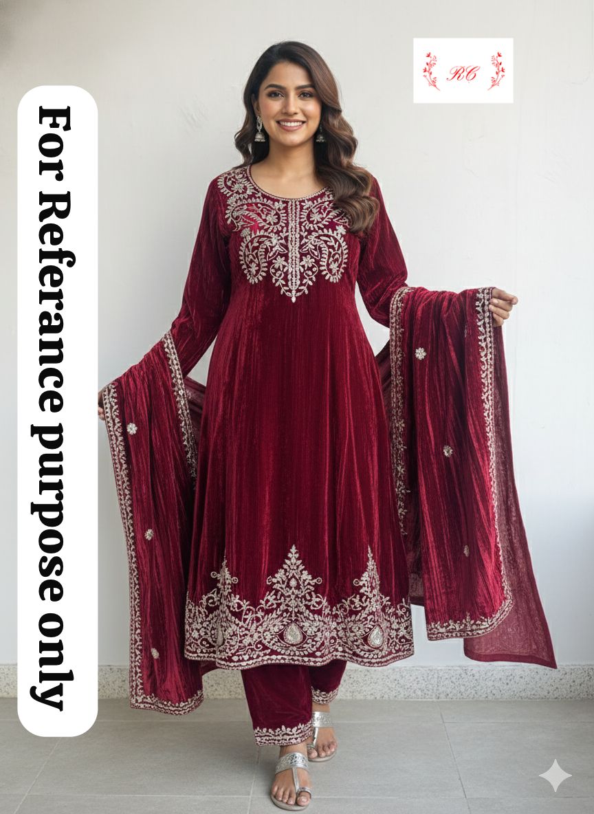 Crushed micra velvet unstitched ladies suit Rc18162