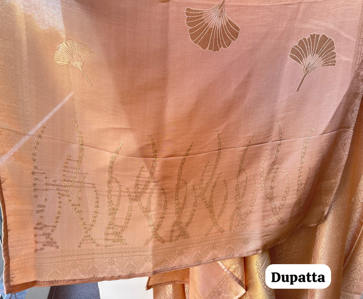 Designer Unstitched Banarasi Shimmer Silk 3pcs Suit Set