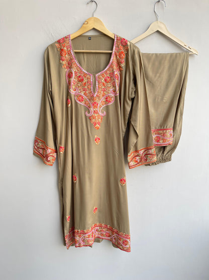 Rayon kashmiri kadai ready ladies coord set Rc18384 (b)