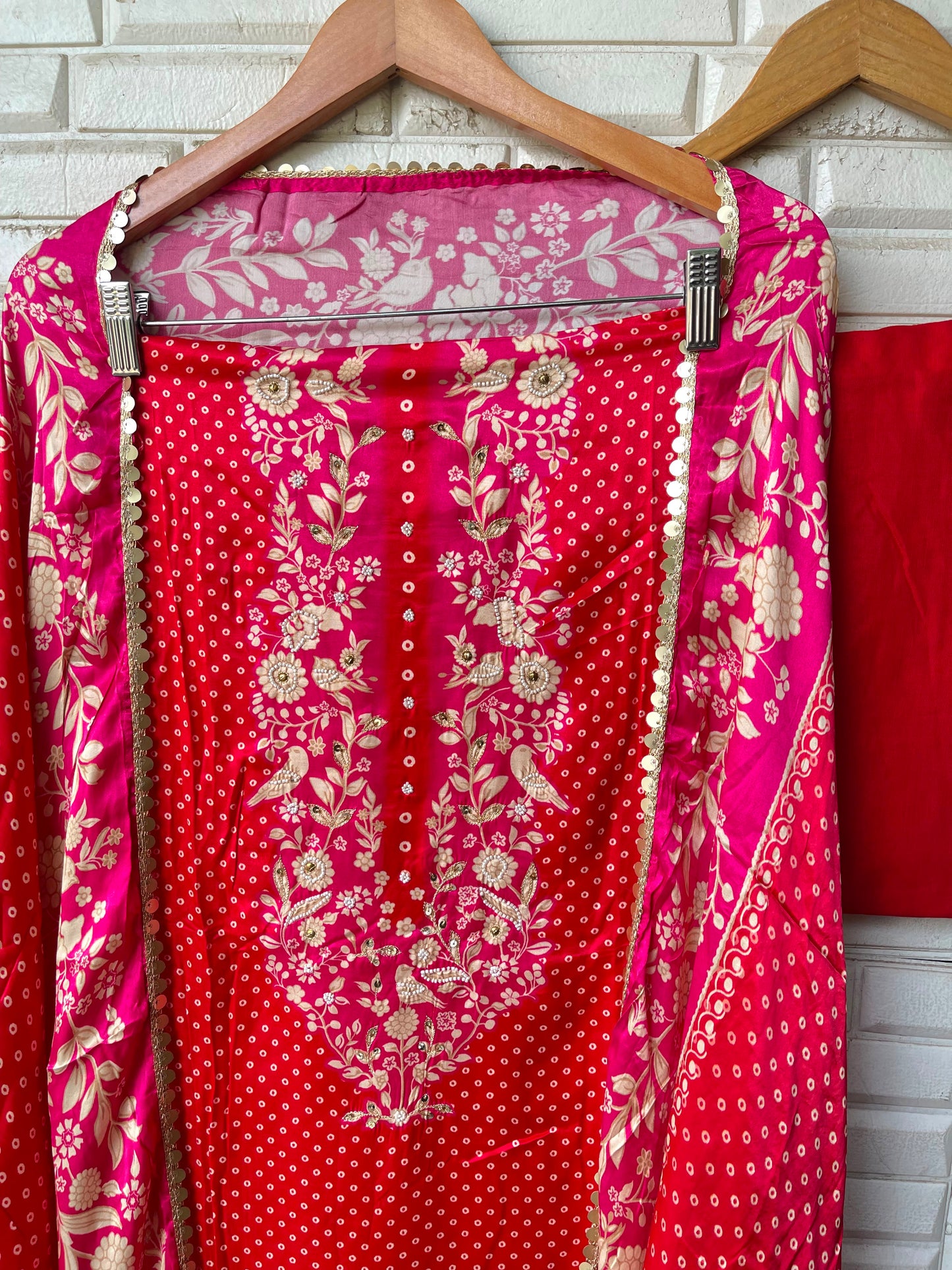Gajji silk printed unstitched ladies suit Rc19296