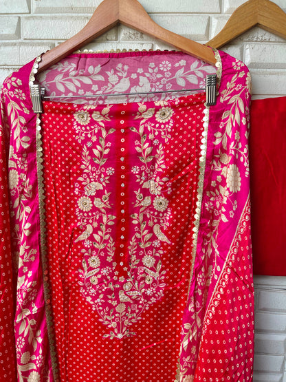 Gajji silk printed unstitched ladies suit Rc19296