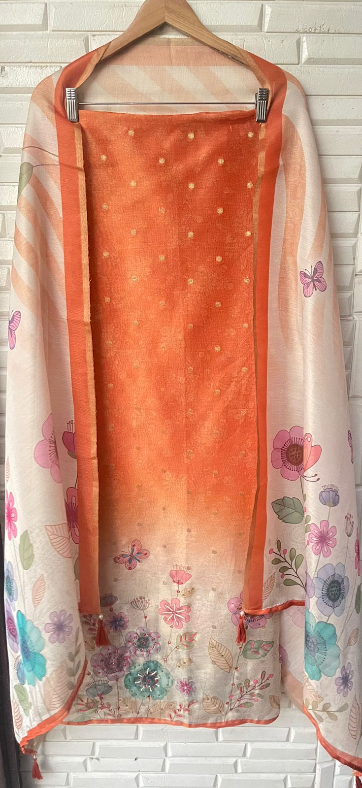 Banarasi shimmer linen unstitched ladies suit Rc17786