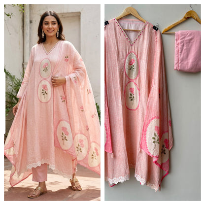 Self linen printed unstitched ladies suit Rc18999
