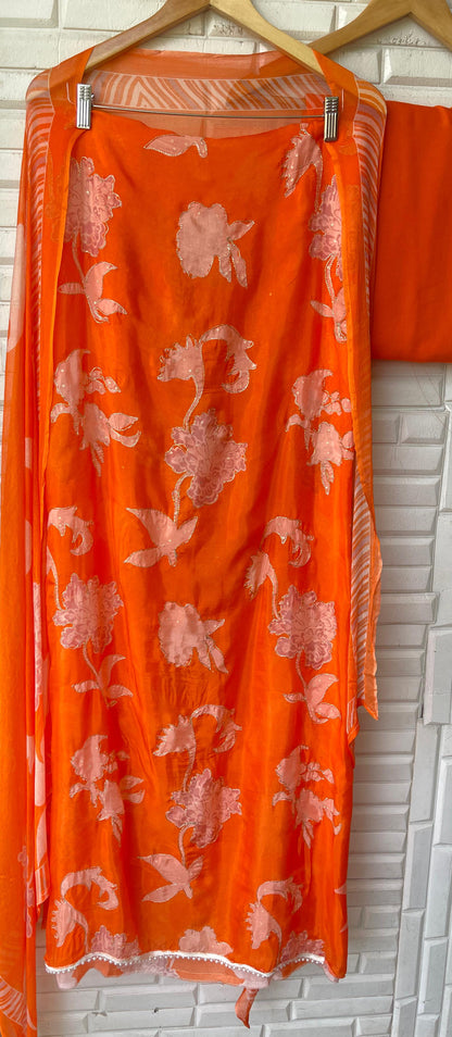 Organza silk unstitched ladies suit Rc17508