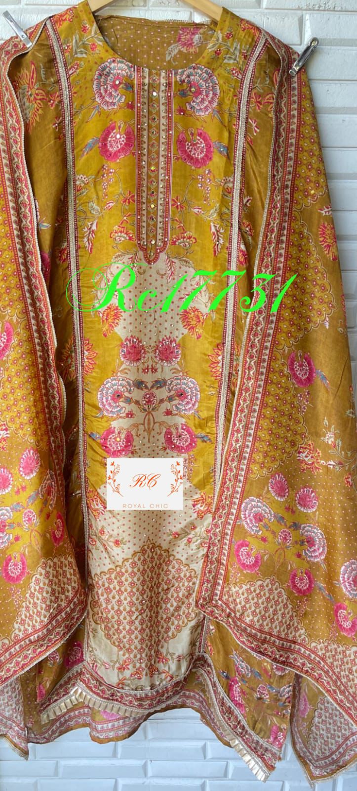 Crape satin unstitched ladies suit Rc17731